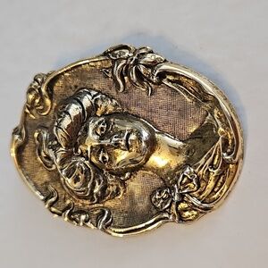 Victorian Lady Antiqued Goldtone Brooch